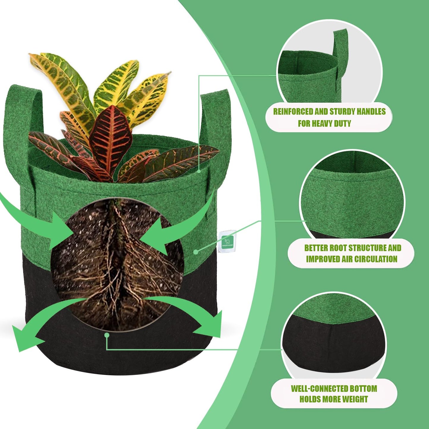 Geo-Grow™ -Geofabric Grow Bags for Planting - 5pcs Combo |🔥Free 100 Vegetable Seeds Mix Variety🔥
